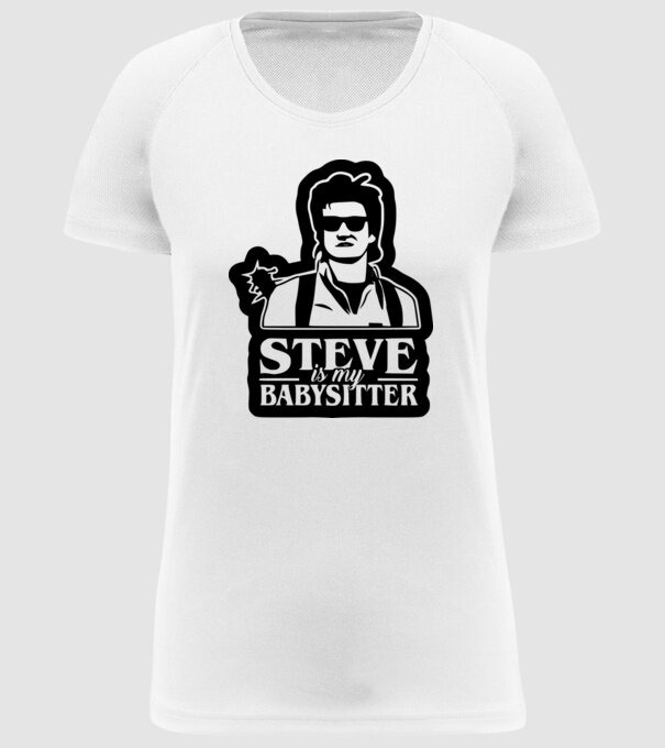 steve is my babysitter model alb pe tricou