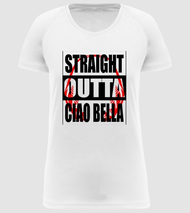 straight outta bella ciao model alb pe tricou