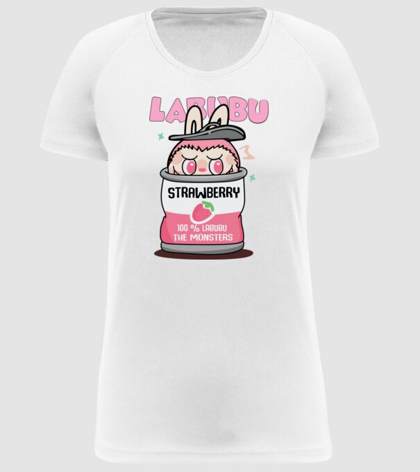 Strawberry Labubu model alb pe tricou