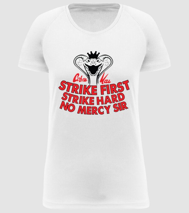 Strike first strike hard logo model alb pe tricou