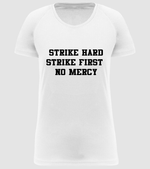 Strike hard strike first quote model alb pe tricou