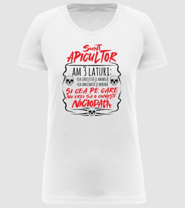 sunt apicultor am 3 laturi model alb pe tricou