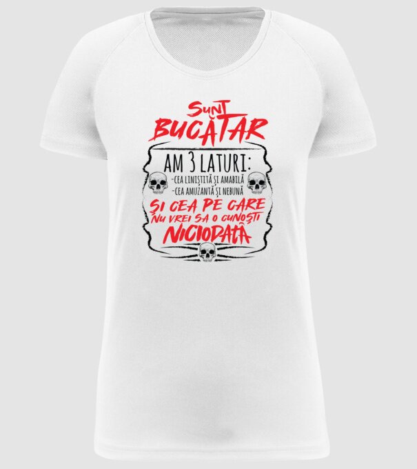 sunt bucătar am 3 laturi model alb pe tricou