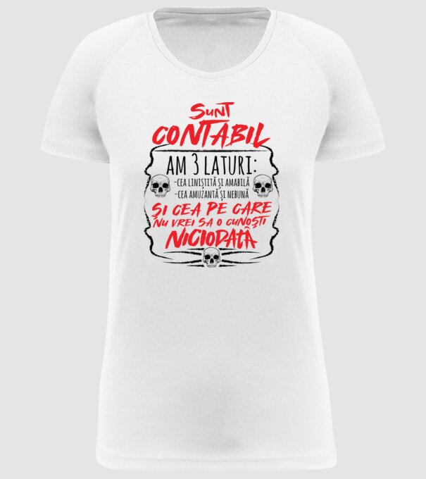 sunt contabil am 3 laturi model alb pe tricou