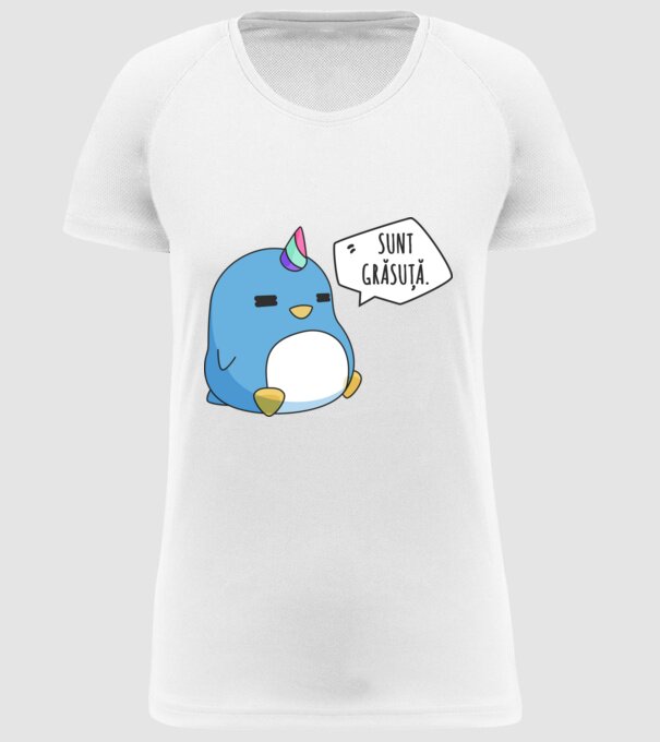 sunt grăsuță model alb pe tricou