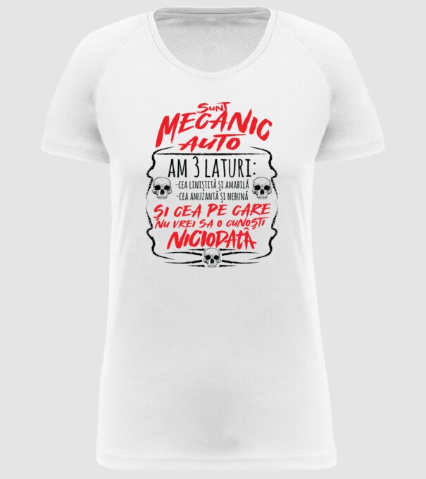 sunt mecanic auto am 3 laturi model alb pe tricou