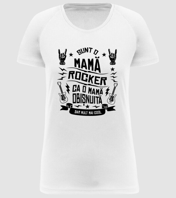 Sunt o mamă rocker, ca o mamă obișnuită, dar mult mai cool model alb pe tricou