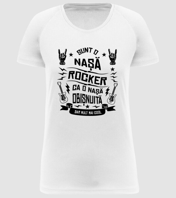 Sunt o nașă rocker, ca o nașă obișnuită, dar mult mai cool model alb pe tricou