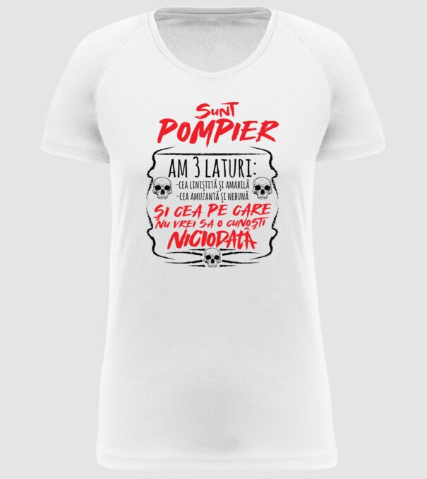 sunt pompier am 3 laturi model alb pe tricou
