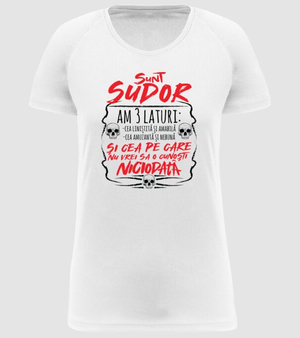 sunt sudor am 3 laturi model alb pe tricou