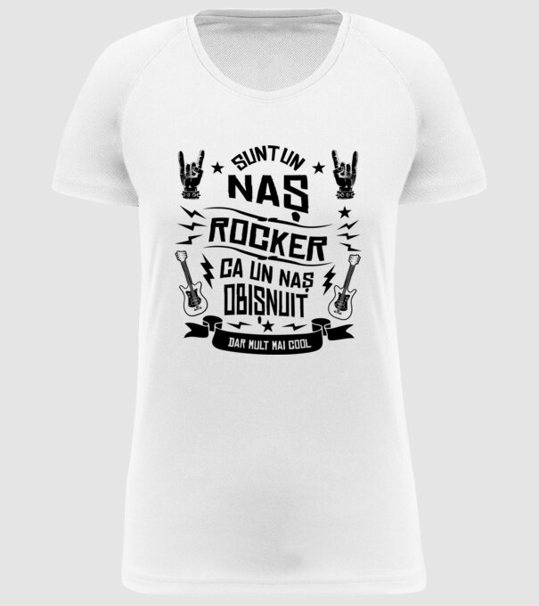 Sunt un naș rocker, ca un naș obișnuit, dar mult mai cool model alb pe tricou