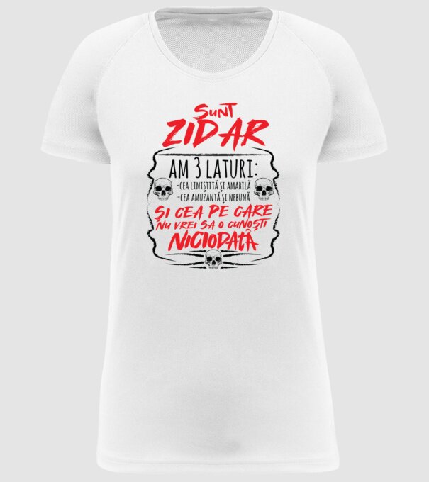 sunt zidar am 3 laturi model alb pe tricou