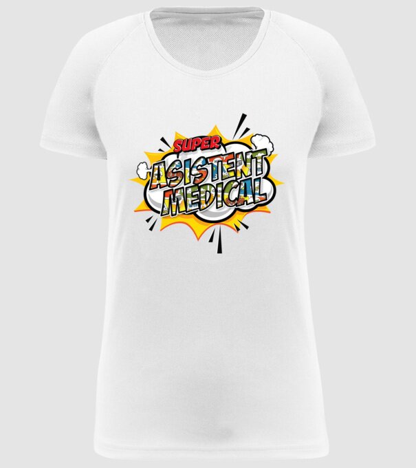Super Asistent medical model alb pe tricou