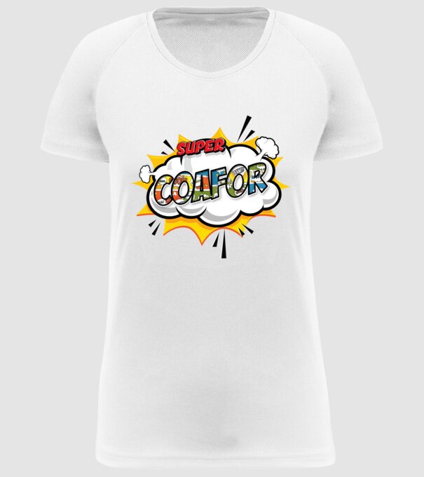 Super Coafor model alb pe tricou