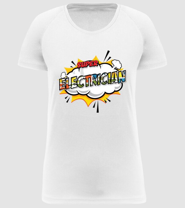 Super Electrician model alb pe tricou