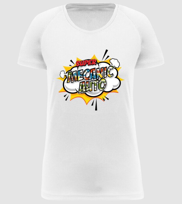 Super mecanic auto model alb pe tricou