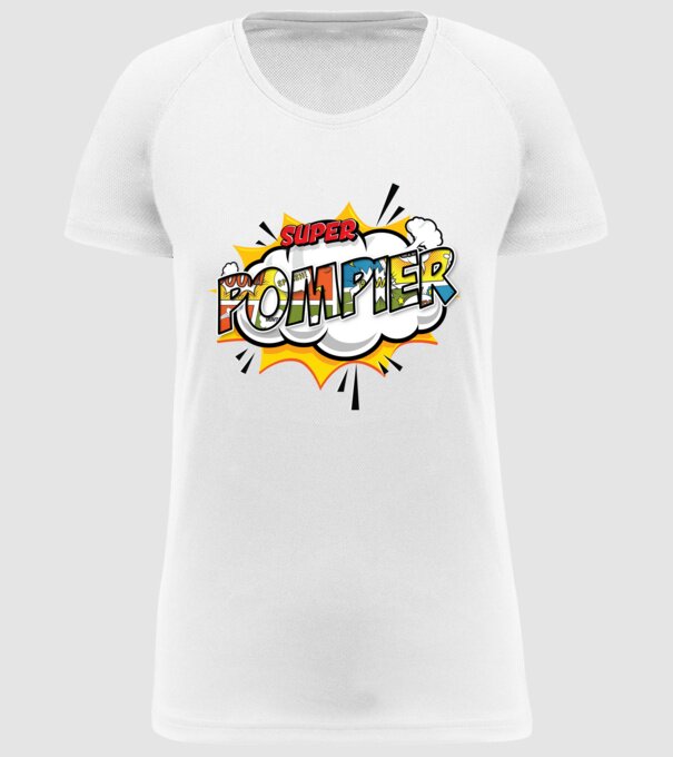 Super Pompier model alb pe tricou