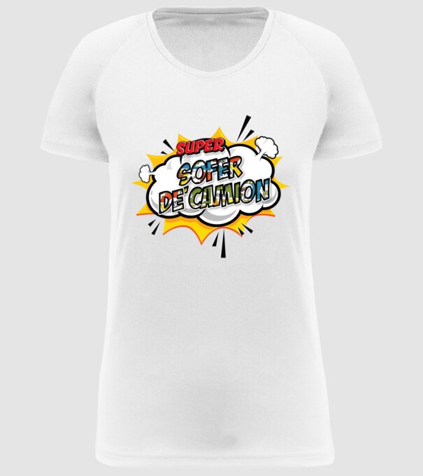 Super Șofer de camion model alb pe tricou