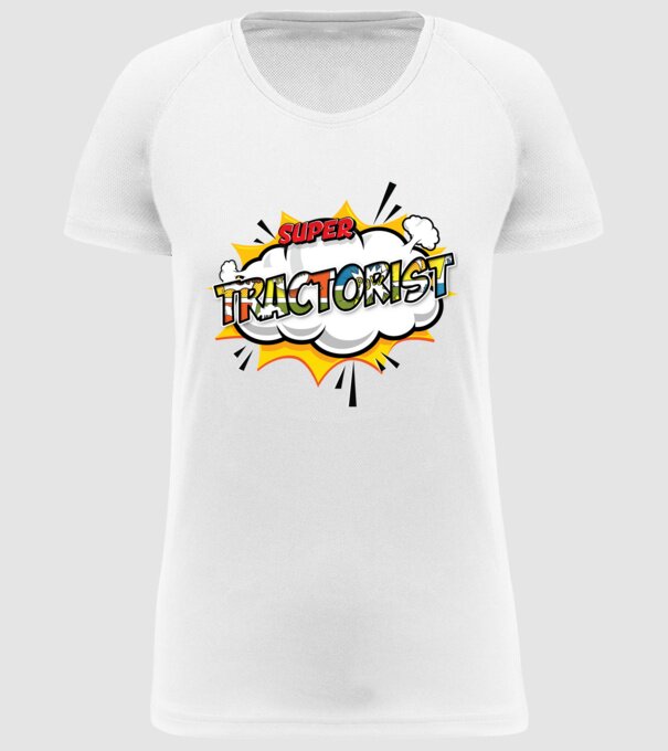 Super Tractorist model alb pe tricou