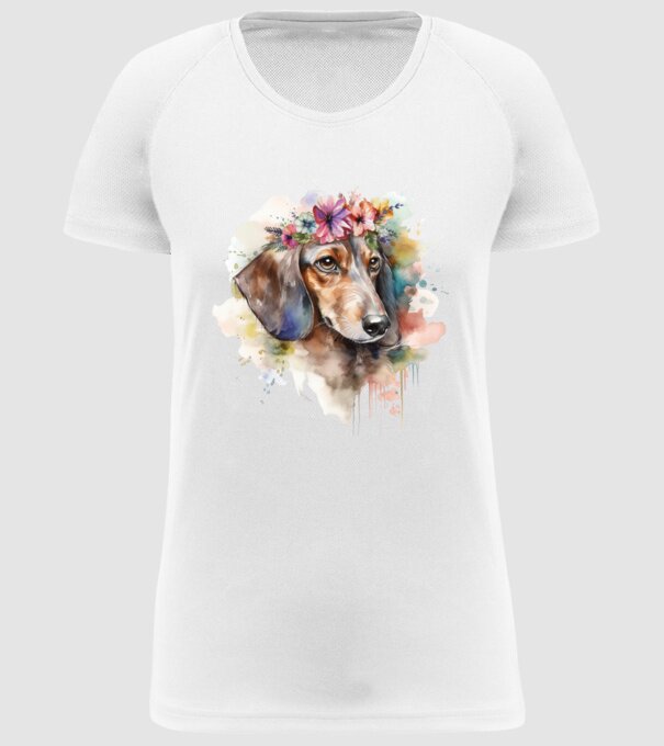 Teckel model alb pe tricou