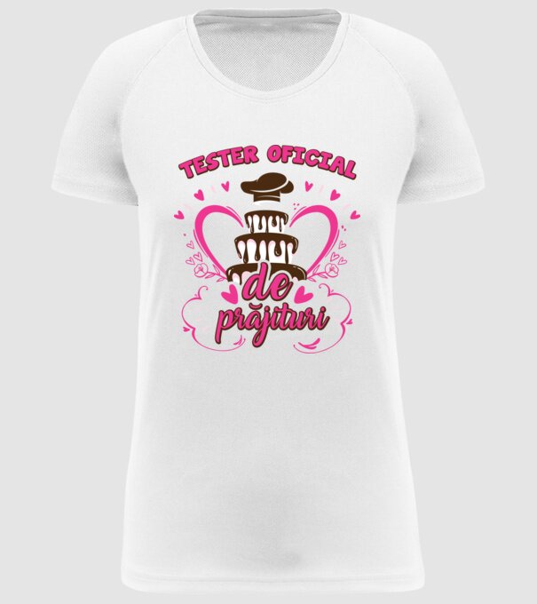 tester oficial de prăjituri model alb pe tricou