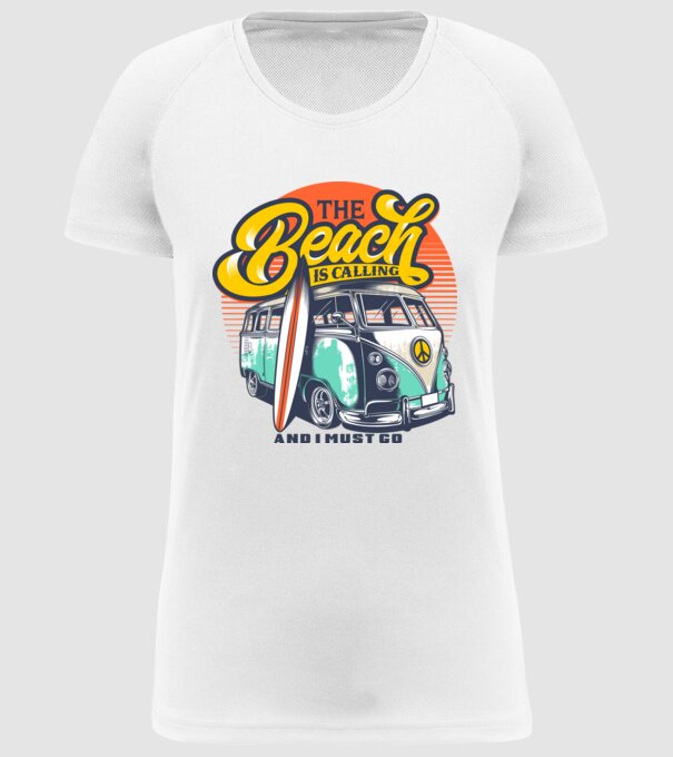 The Beach is Calling model alb pe tricou