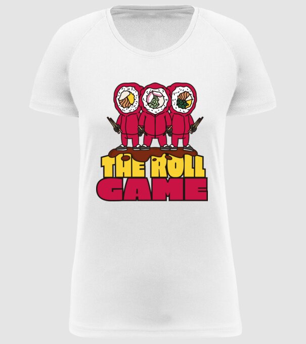 the roll game squid game model alb pe tricou
