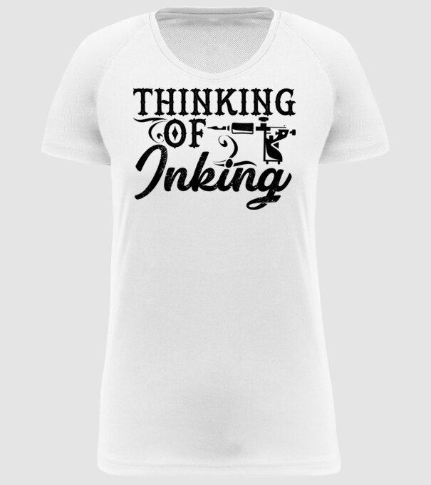 Thinking of inking model alb pe tricou