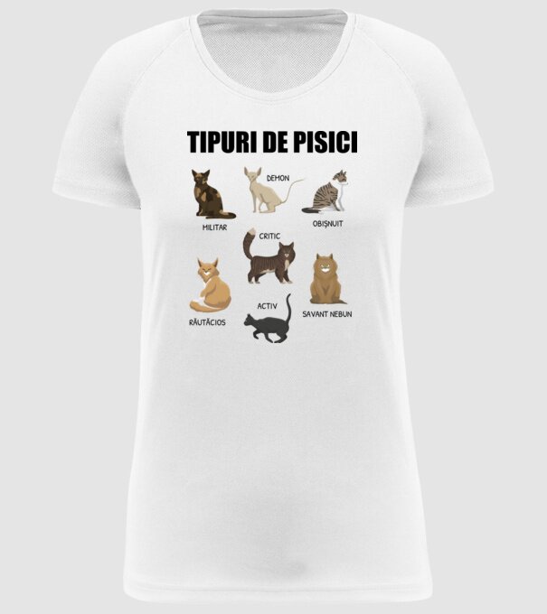 Tipuri de pisici model alb pe tricou