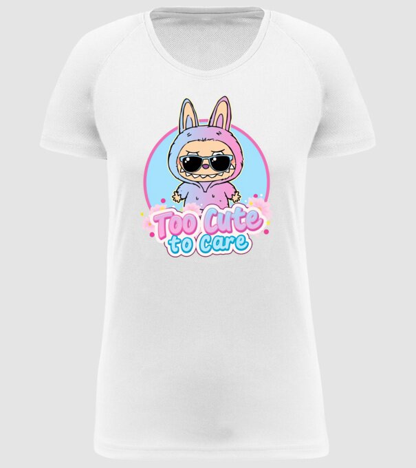 Too cute to care model alb pe tricou
