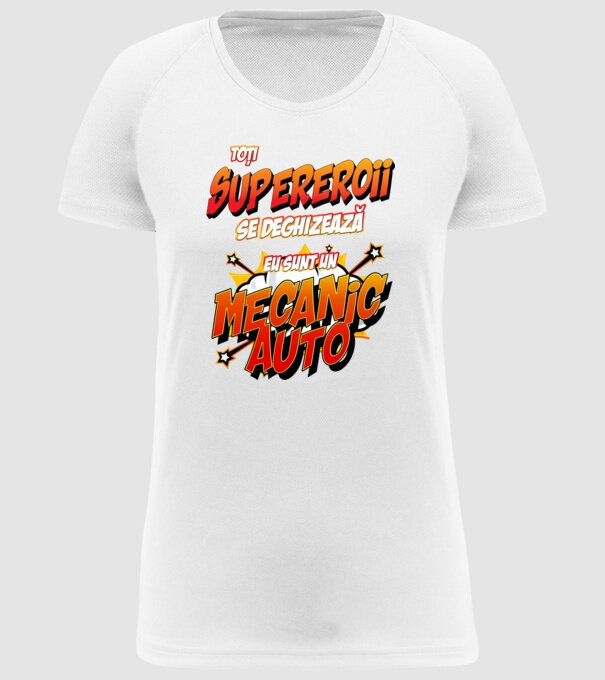 Toți supereroii se deghizează, eu sunt un mecanic auto model alb pe tricou