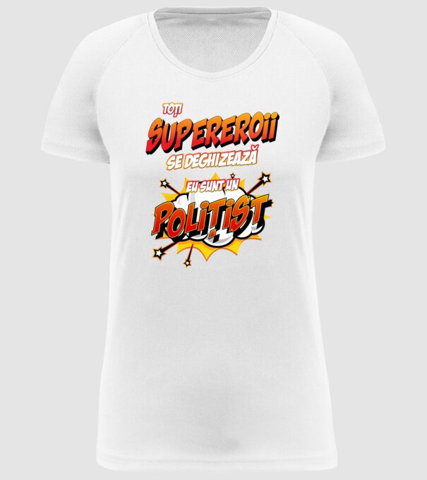 Toți supereroii se deghizează, eu sunt un polițist model alb pe tricou