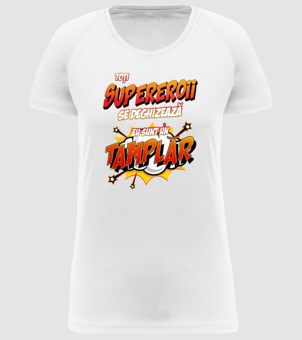 Toți supereroii se deghizează, eu sunt un tâmplar model alb pe tricou