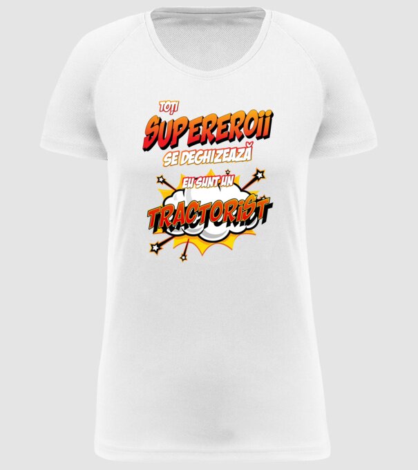 Toți supereroii se deghizează, eu sunt un tractorist model alb pe tricou