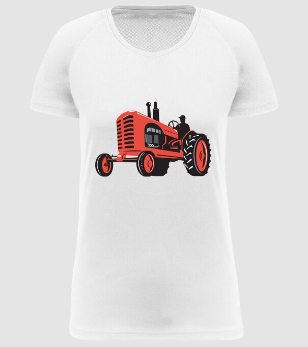 TRACTOR model alb pe tricou