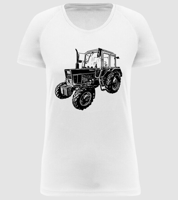 TRACTOR model alb pe tricou