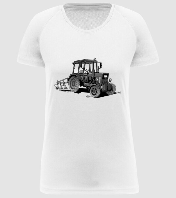 TRACTOR model alb pe tricou