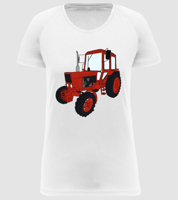 TRACTOR model alb pe tricou