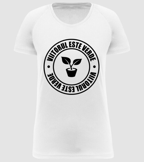 Viitorul este verde model alb pe tricou