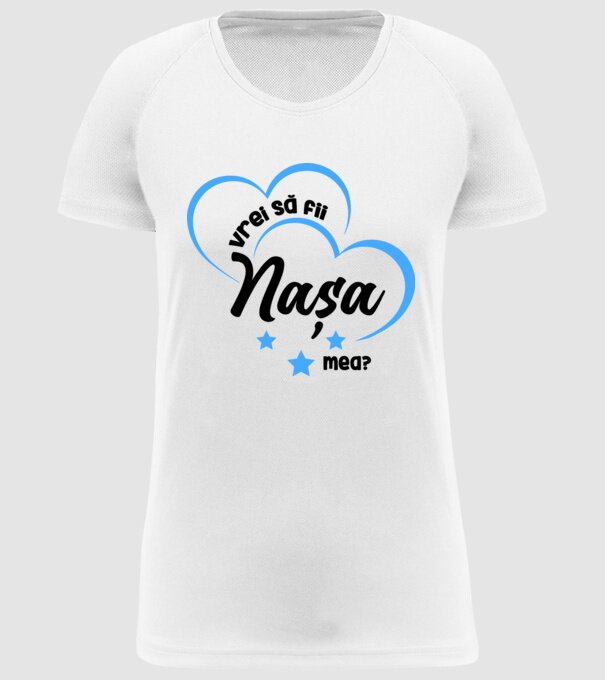 Vrei să fii nașa mea? model alb pe tricou