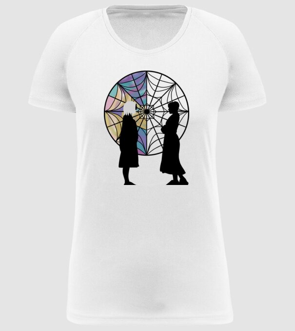 Wednesday and Enid model alb pe tricou