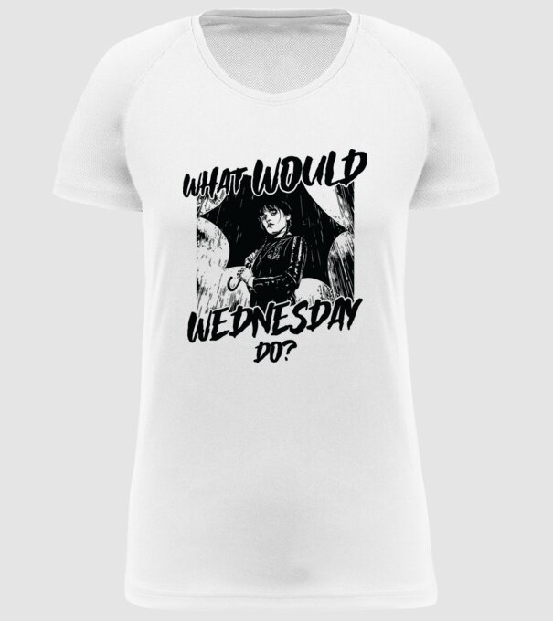 What would Wednesday do model alb pe tricou