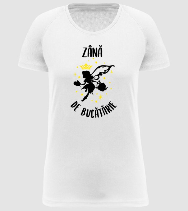 zână de bucătărie model alb pe tricou