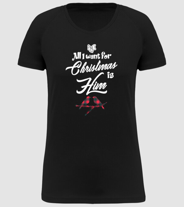 All i want for Christmas is Him model negru pe tricou