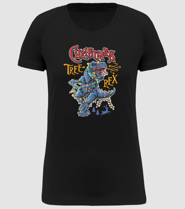 Christmas tree rex model negru pe tricou