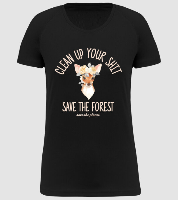 Clean up your shit model negru pe tricou