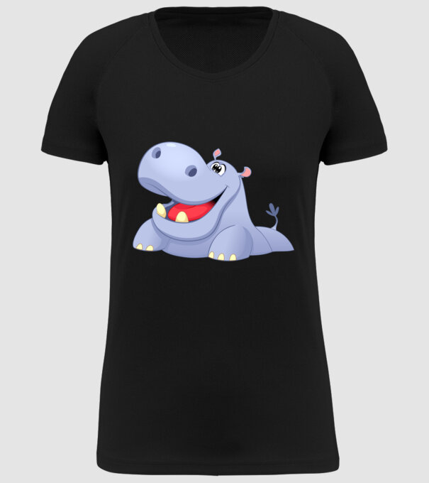 Cute Hippo model negru pe tricou