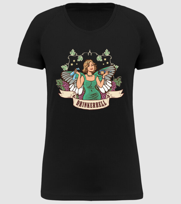 Drinkerbell model negru pe tricou