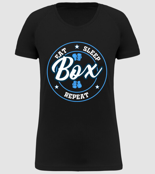 eat sleep box repeat model negru pe tricou