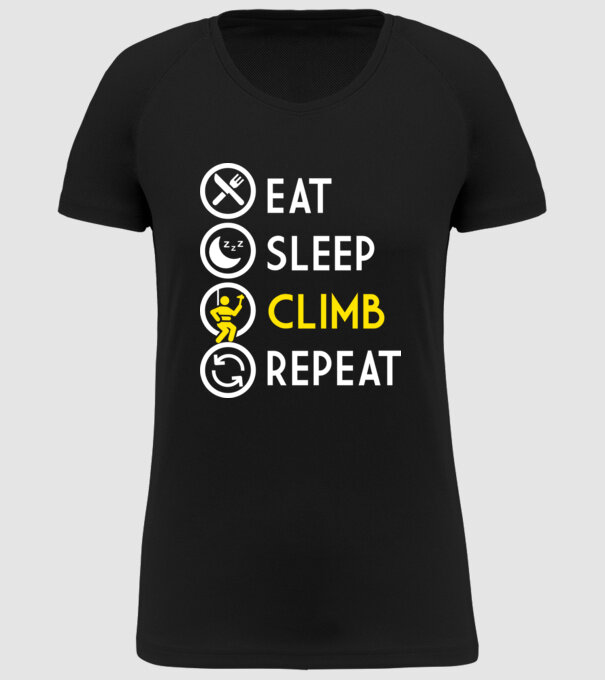 Eat sleep climb model negru pe tricou